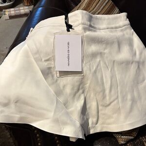 Maniere De Voir crepe and faux leather skort